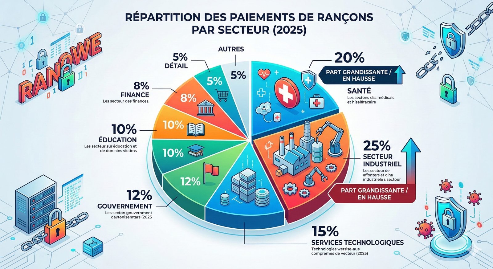 Répartition rançons informatiques 2025